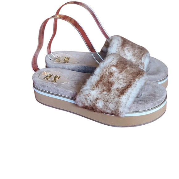 Jane And The Shoe Astro Furry Slide  Platform Slippers Women's We - Picture 6 of 16